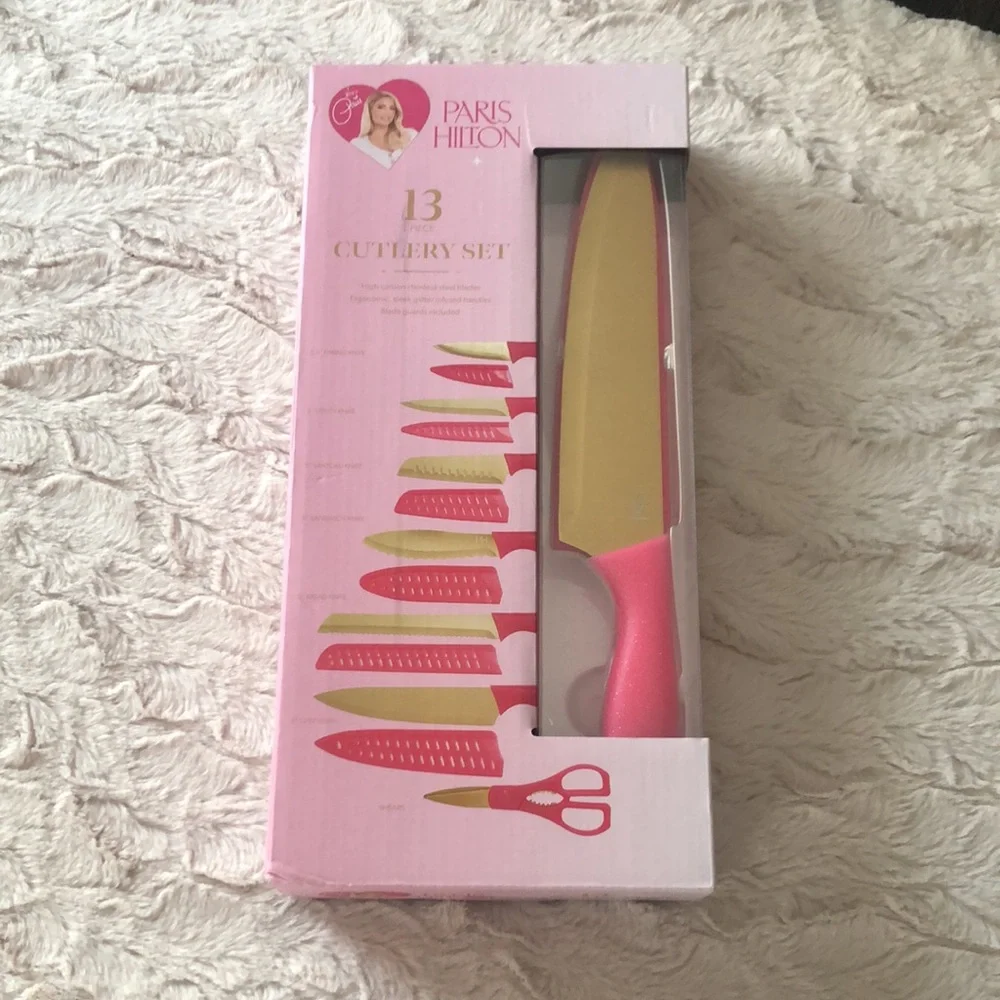 Paris Hilton Pink and Gold 13 pc Cutlery Knife Set